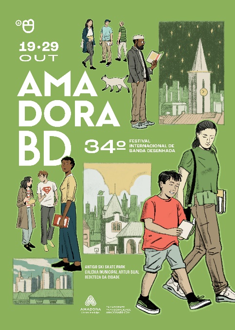 Póster de Amadora BD 2023, ilustrado por Bernardo Majer Amadora BD 2023